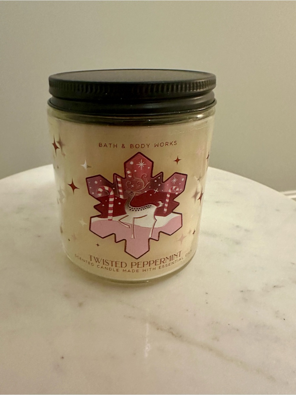 Bath & Body Works Twisted Peppermint Single Wick Candle 2020 Packaging Unburned